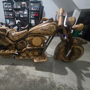 Life-size handcarved Indian Motorycle